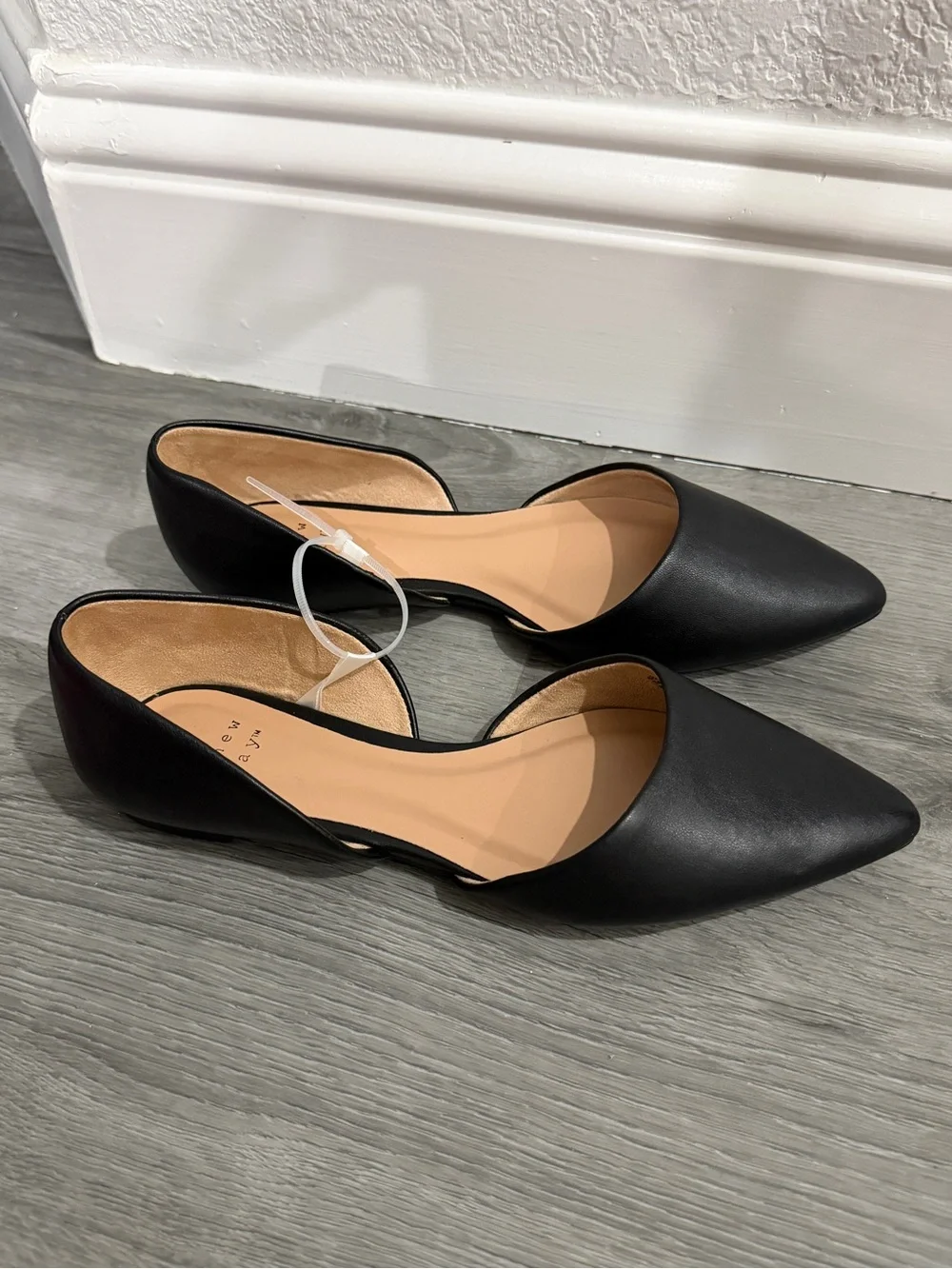a new day Black D'Orsay Flats with Tan Insole